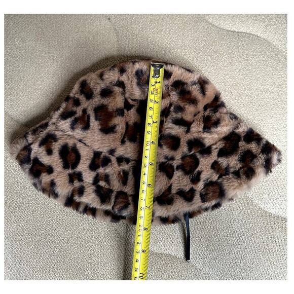 Leopard Brown Winter Faux Winter Faux Fur Furry Bucket Hats Women One Size - Picture 6 of 6